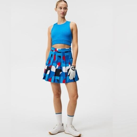 J. Lindeberg Womens Pleated Adina Print Golf Skirt Brilliant Blue Size XS NWT - Picture 2 of 13